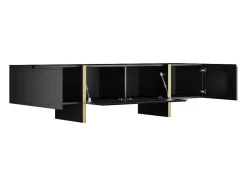 Vente-unique Tv-Meubel-Tv-Meubel Met 4 Deuren Van Mdf - Zwart En Goud - Luvonia