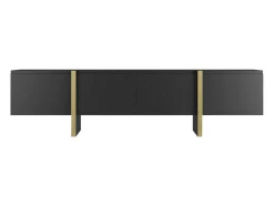 Vente-unique Tv-Meubel-Tv-Meubel Met 4 Deuren Van Mdf - Zwart En Goud - Luvonia