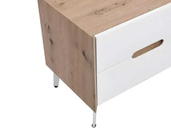 Vente-unique Tv-Meubel-Tv-Meubel Met 4 Lades En 2 Nissen - Mdf & Metaal - Witgelakt & Naturelkleur - Cayana
