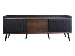 Vente-unique Tv-Meubel-Tv-Meubel Met 2 Lades En 2 Schuifdeuren - Moderne Stijl - Kleuren: Zwart En Naturel