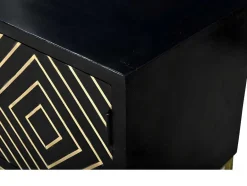 Vente-unique Tv-Meubel-Tv-Meubel Prismin - 2 Deuren En 2 Laden - Mango En Metaal - Zwart