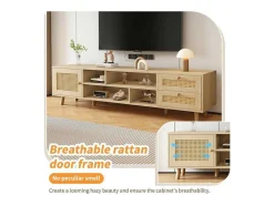 ModernLuxe Tv-Meubel-Tv-Meubel Van 160 Cm - 1 Deur, 2 Laden En 4 Vakken - Naturel