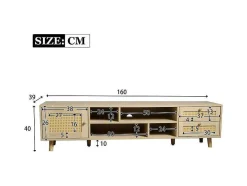 ModernLuxe Tv-Meubel-Tv-Meubel Van 160 Cm - 1 Deur, 2 Laden En 4 Vakken - Naturel