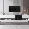 Vente-unique Tv-Meubel-Tv-Meubel Van 190 Cm - 3 Laden En 4 Nissen - Spaanplaat - Kleuren Wit En Zwart