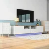 ModernLuxe Tv-Meubel-Tv-Meubel Van 180 Cm Met Led - 2 Laden En 2 Open Planken - Eigentijdse Scandinavische Stijl - Wit