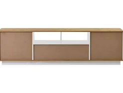 ModernLuxe Tv-Meubel-Tv-Meubel Van 180 Cm Met Led - 2 Laden En 2 Open Planken - Eigentijdse Scandinavische Stijl - Wit