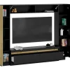 Vente-unique Tv-Meubel-Tv-Wand Met Opbergruimte - Ledverlichting - Zwart En Naturel - Lionea