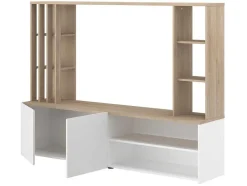 Vente-unique Tv-Meubel-Tv-Wand Met Opbergruimte - Naturel En Wit - Gorbella