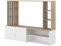 Vente-unique Tv-Meubel-Tv-Wand Met Opbergruimte - Naturel En Wit - Gorbella