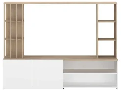 Vente-unique Tv-Meubel-Tv-Wand Met Opbergruimte - Naturel En Wit - Gorbella