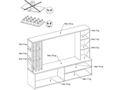 Vente-unique Tv-Meubel-Tv-Wand Met Opbergruimte - Naturel En Wit - Gorbella