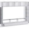 Vente-unique Tv-Meubel-Tv-Wand Met Opbergruimte En Ledverlichting Van Gerookt Gehard Glas - Wit Gelakt - Briano