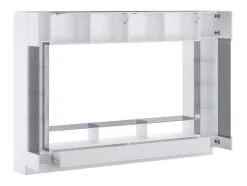 Vente-unique Tv-Meubel-Tv-Wand Met Opbergruimte En Ledverlichting Van Gerookt Gehard Glas - Wit Gelakt - Briano