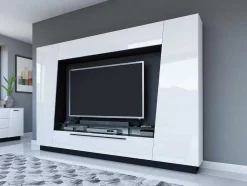 Vente-unique Tv-Meubel-Tv-Wandmeubel Chace Met Opbergruimte - Witgelakt Mdf