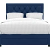 Vente-unique Tweepersoonsbed-Tweepersoons Bed Met Laden En Opbergruimte - Blauw Fluweel - 160 X 200 Cm - Leopold