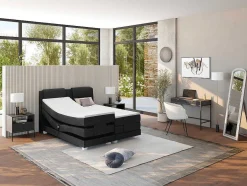 Palacio Elektrisch Relaxatiebed-Tweepersoons Boxspring Met Elektrische Bedbodem + Matras En Dekmatras Castel Van - 2X80X200 Cm - Antraciet