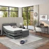 Palacio Elektrisch Relaxatiebed-Tweepersoons Boxspring Met Elektrische Bedbodem + Matras En Dekmatras Castel - 2X90X200Cm - Lichtgrijze Stof