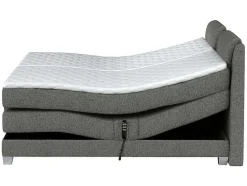 Palacio Elektrisch Relaxatiebed-Tweepersoons Boxspring Met Elektrische Bedbodem + Matras En Dekmatras Castel - 2X90X200Cm - Lichtgrijze Stof