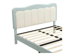 ModernLuxe Kinderbed-Tweepersoons Kinderbed 140X200Cm In Kunstleer - Met Lattenbodem - Amandelgroen (Matras Niet Inbegrepen)
