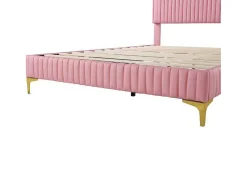 ModernLuxe Tweepersoonsbed-Tweepersoonsbed Gestoffeerd In Kunstleer 140X200Cm - In Hoogte Verstelbaar Hoofdbord - Met Lattenbodem - Roze (Zonder Matras)