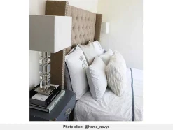 Vente-unique Tweepersoonsbed-Tweepersoonsbed Massimo Gestoffeerd Met Capitons - 160 X 200 Cm - Beige - Stof