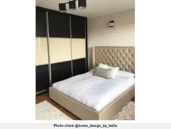 Vente-unique Tweepersoonsbed-Tweepersoonsbed Massimo Gestoffeerd Met Capitons - 160 X 200 Cm - Beige - Stof
