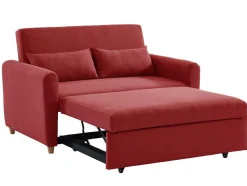 Vente-unique Scandinavisch-Tweezits Bedbank Van Stof Ayla - Rood