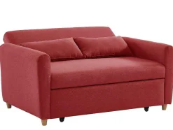 Vente-unique Scandinavisch-Tweezits Bedbank Van Stof Ayla - Rood