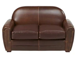 LINEA SOFA Club Zitbank-Tweezits Clubbank Van Leer Met Lived-In Aspect Baudoin - Bruin