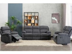 Vente-unique Relaxbanken Met Manuele Relaxfunctie-Tweezits Relaxbank Van Stof Tolzano - Antraciet