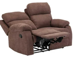 Vente-unique Relaxbanken Met Manuele Relaxfunctie-Tweezits Relaxbank Van Stof Tolzano - Donkerbruin