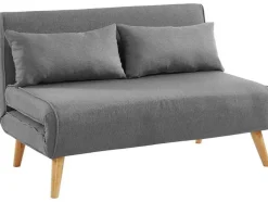Vente-unique Scandinavisch-Tweezits Slaapbank Posio Van Stof - Grijs