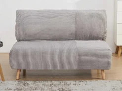 Vente-unique Scandinavisch-Tweezits Slaapbank Van Fluweel Ribstof Palula - Lichtgrijs