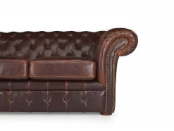 Vente-unique Chesterfield Zitbank-Tweezitsbank Chesterfield Clotaire Van 100% Leer Met Lived-In Aspect