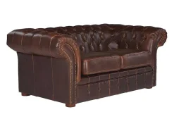 Vente-unique Chesterfield Zitbank-Tweezitsbank Chesterfield Clotaire Van 100% Leer Met Lived-In Aspect