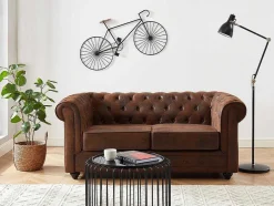 Vente-unique 2En 3-Zitsbank-Tweezitsbank Chesterfield Van Microvezel Met Vintage Look