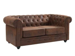 Vente-unique 2En 3-Zitsbank-Tweezitsbank Chesterfield Van Microvezel Met Vintage Look