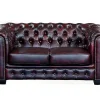 LINEA SOFA Leren Zitbank-Tweezitsbank Chesterfield Brenton 100% Buffelleer - Cherry
