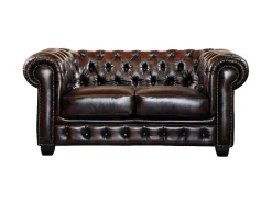 LINEA SOFA Tweezitsbank-Tweezitsbank Chesterfield Brenton 100% Buffelleer - Bruin Tinten