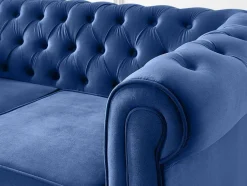Vente-unique Tweezitsbank-Tweezitsbank Chesterfield - Fluweel - Koningsblauw