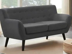 Vente-unique Scandinavisch-Tweezitsbank Van Antraciete Stof Serti