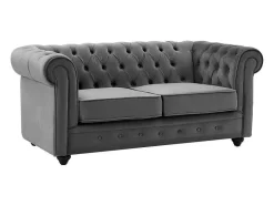 Vente-unique Tweezitsbank-Tweezitsbank Van Antracietkleurig Velours Chesterfield
