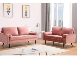 Vente-unique 2En 3-Zitsbank-Tweezitsbank Van Fluweel Fleuet - Oudroze