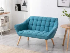 Vente-unique Scandinavisch-Tweezitsbank Van Stof Caserta - Blauw