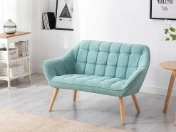 Vente-unique Scandinavisch-Tweezitsbank Van Stof Caserta - Watergroen