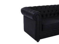 Vente-unique Zitbank-Tweezitsbank Van Zwart Kunstleer Chesterfield