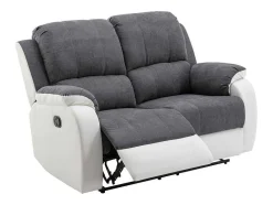 Vente-unique 2En 3-Zitsbank-Tweezits-Relaxbank Van Microvezel En Grijs En Wit Kunstleer Brody