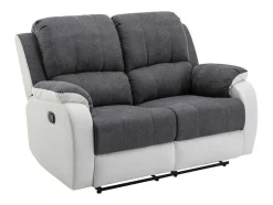 Vente-unique 2En 3-Zitsbank-Tweezits-Relaxbank Van Microvezel En Grijs En Wit Kunstleer Brody