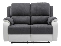 Vente-unique 2En 3-Zitsbank-Tweezits-Relaxbank Van Microvezel En Grijs En Wit Kunstleer Brody