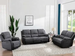 Vente-unique Zitbank-Tweezits-Relaxbank Van Microvezel En Grijs En Zwart Kunstleer Brody